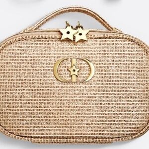 Chic Gold Woven Cosmetic Bag